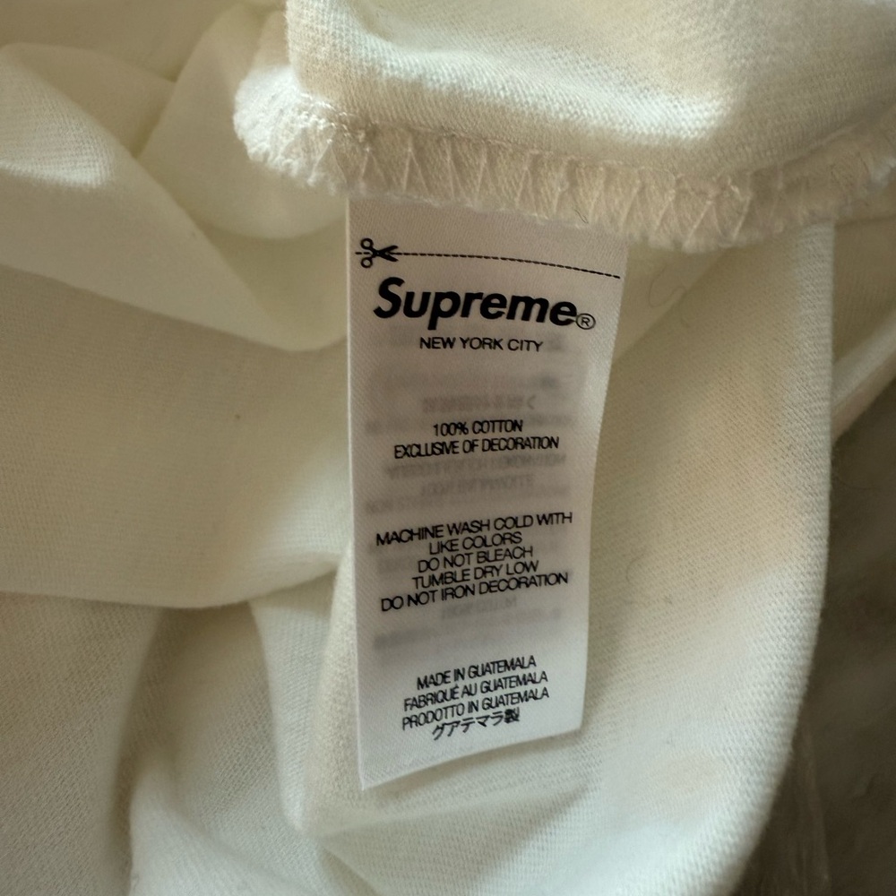 SUPREME CLASSIC SCRIPT WASHED S/S TOP WHITE Sz S - Picture 3 of 4